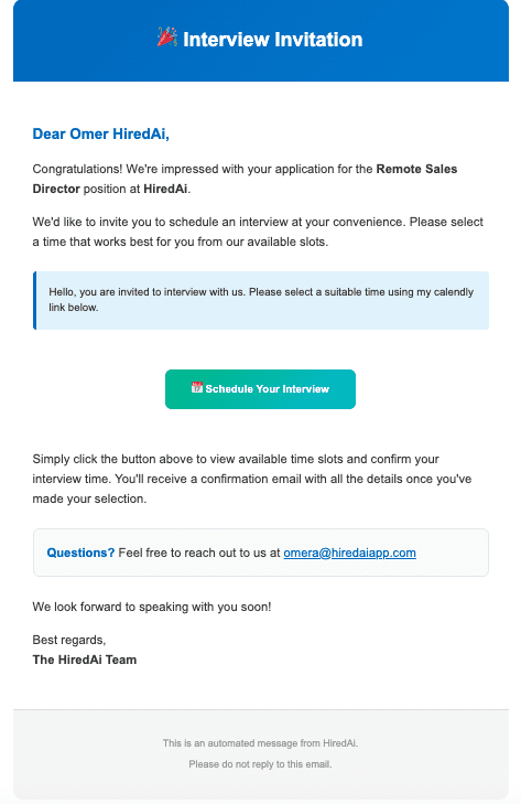 Custom Invite Email Example