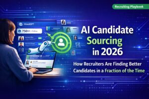 AI candidate sourcing dashboard showing recruiters finding passive talent with automation